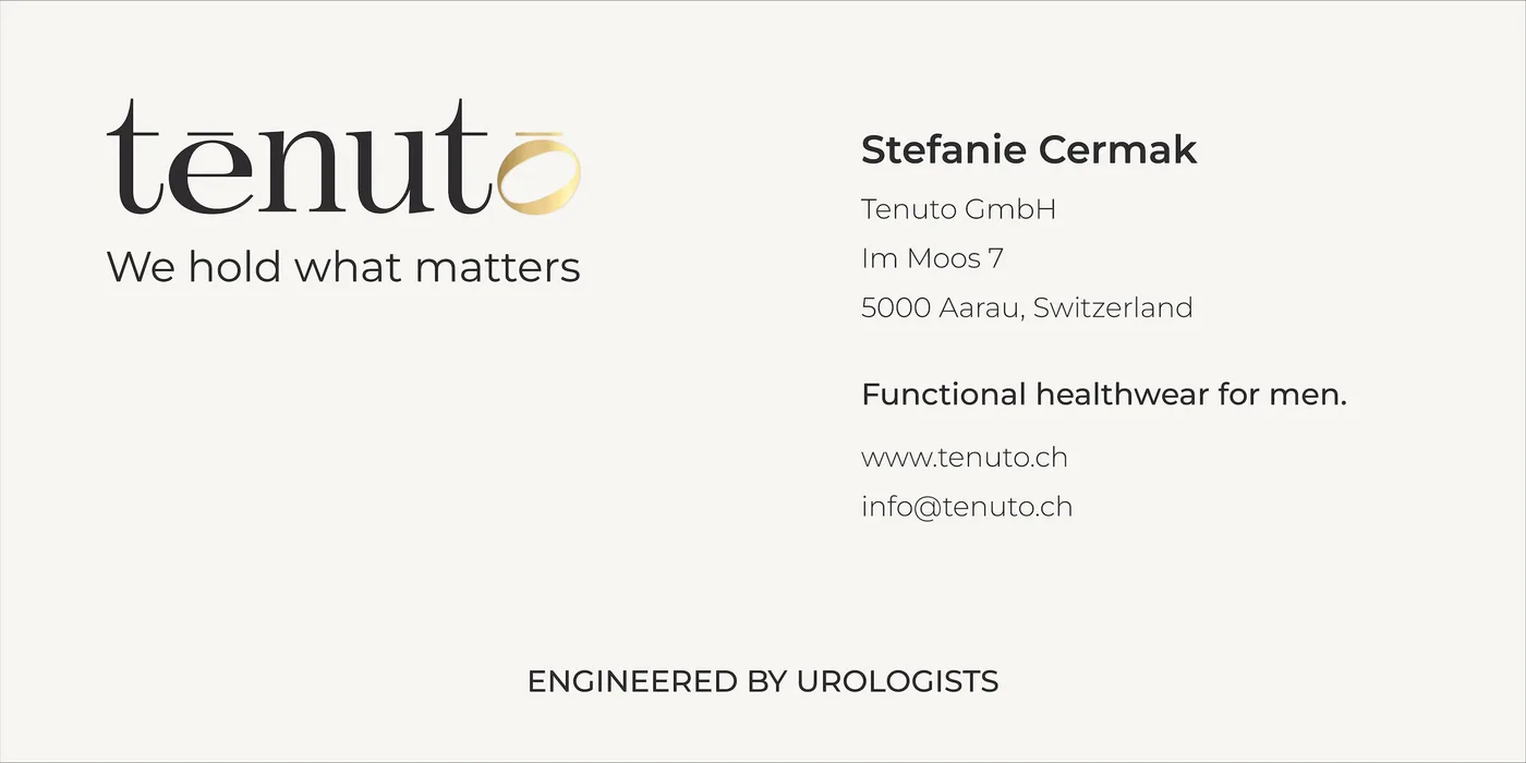 Ivory business card with the gold primary logo on the left and contact details set in Montserrat on the right