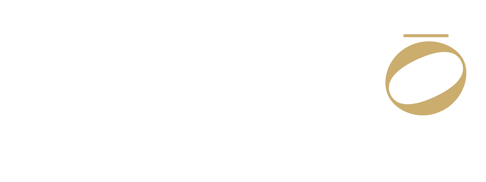 Primary logo with ©, White + flat gold