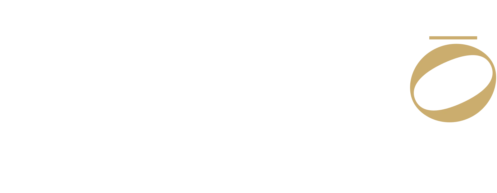 Primary logo, White + flat gold