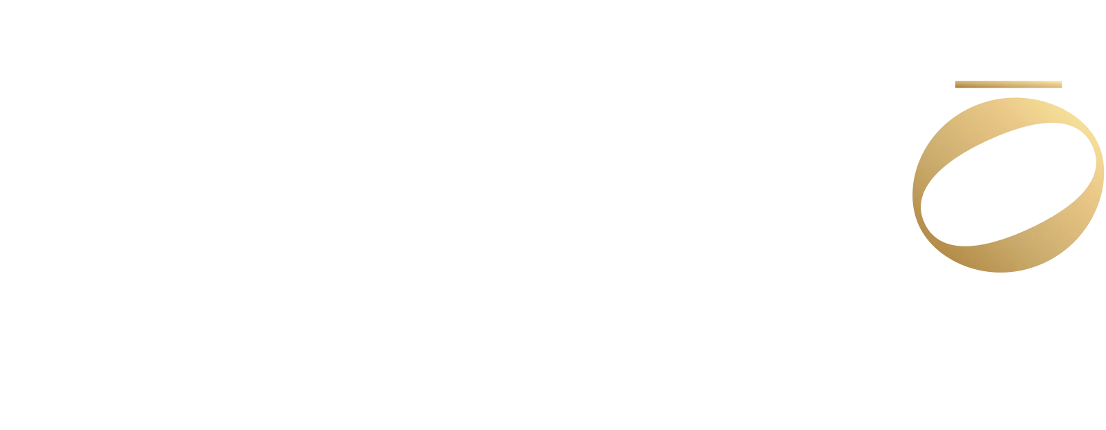 Primary logo, White + gold